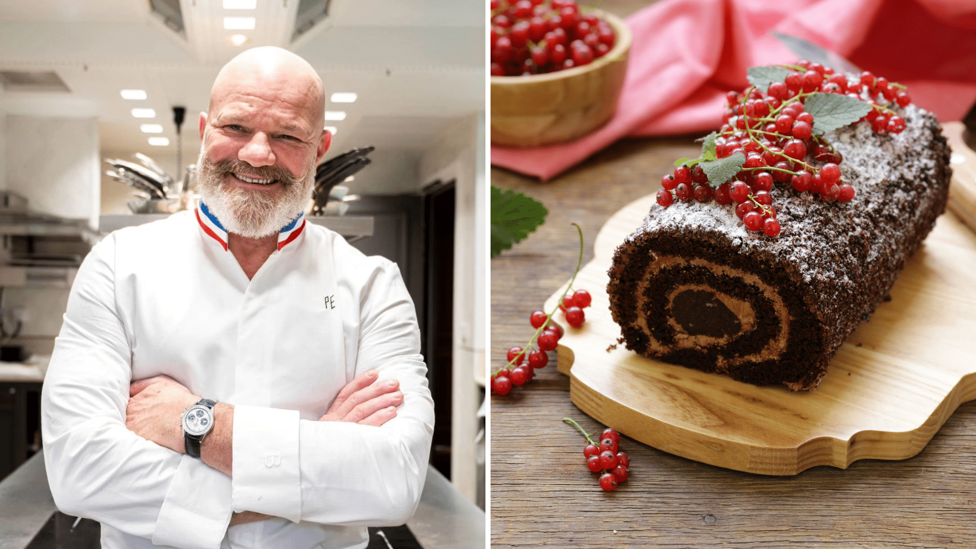 La recette de bûche de Noël saveur forêt-noire par Philippe Etchebest